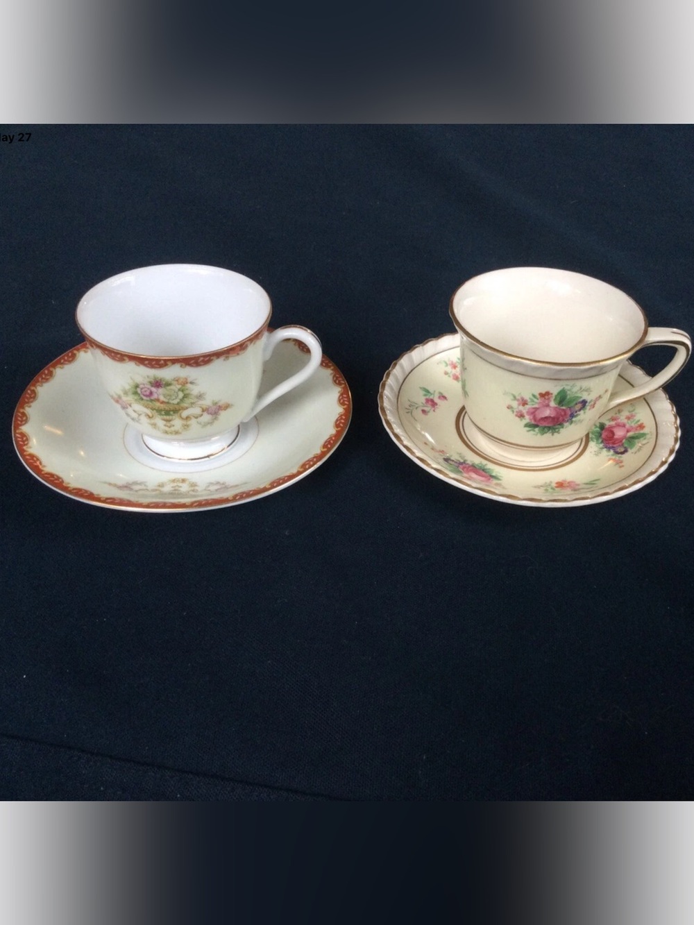 Set of Two Demitasse Cups and Saucers
